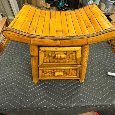 Lot 281: Small Bamboo Stool/ Table With Storage 