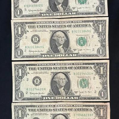 #6 – Set of 4 – 1963B $1 “Barr Notes” – Signed by Shortest-Serving Treasury Secretary