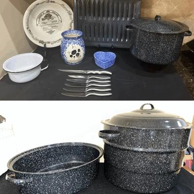 Enamenware, Speckled Stock Pot, & More Vintage Kitchen 