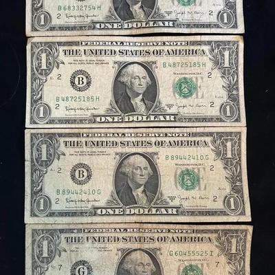 #8 – Set of 4 – 1963B $1 “Barr Notes” – Signed by Shortest-Serving Treasury Secretary