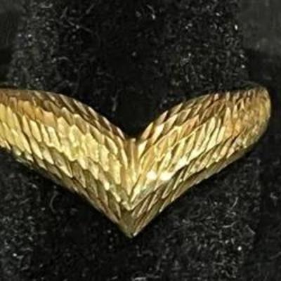 14k Yellow Gold Etched Guard Ring – Size 10 – 3.01 Grams