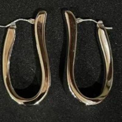 14k White Gold Milor Italian Design Oval Cuff Earrings – 7.37 Grams

