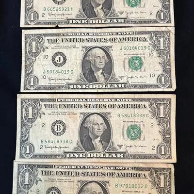 #9 – Set of 4 – 1963B $1 “Barr Notes” – Signed by Joseph W. Barr