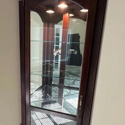 Philip Reinisch Lighted Curio Corner Cabinet