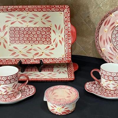 Temp-Tations Red Old World Dish Set