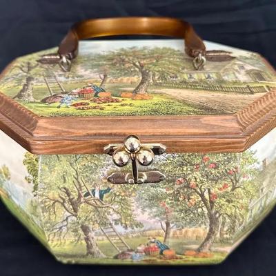 Vintage Wooden Decoupage Purse