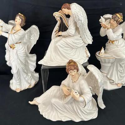 (4) O’Well Grandeur Noel Porcelain Angel Figurines