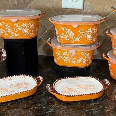 Temp-Tations Orange Floral Lace Ramekins & Small Dishes