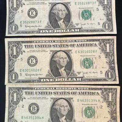 #2 Set of 3 – 1963B $1 “Barr Notes” – Signed by Shortest-Serving Treasury Secretary