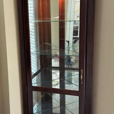 Philip Reinisch Lighted Corner Curio Cabinet