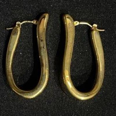 14k Yellow Gold Milor Oval Cuff Hoop Earrings