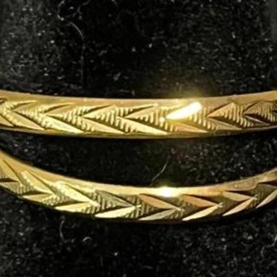 Set Of 2 14k Yellow Gold Etched Milor Band Rings Size 10.5
