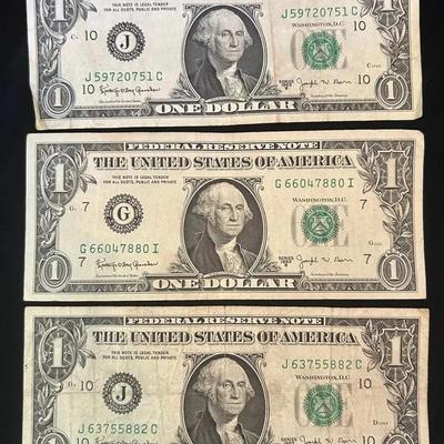 #4 – Set of 3 – 1963B $1 “Barr Notes” – Signed by Shortest-Serving Treasury Secretary