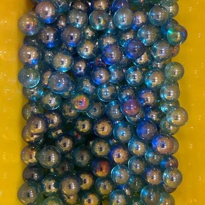 Collection Of Blue Iridescent Marbles
