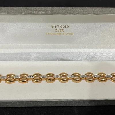 18k Yellow Gold Over Sterling Silver Diamond Accent Bracelet – 15.30 Grams