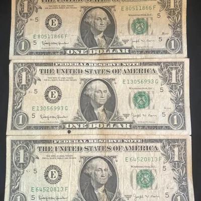 Set of 3 – 1963B $1 “Barr Notes” – Signed by Shortest-Serving U.S. Treasury Secretary