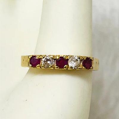 14KHGE Ruby and CZ Ring