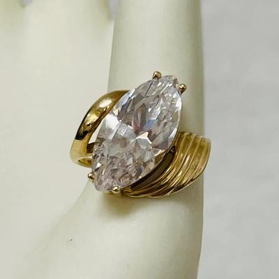 10k Gold Cubic Zirconia Statement Ring 