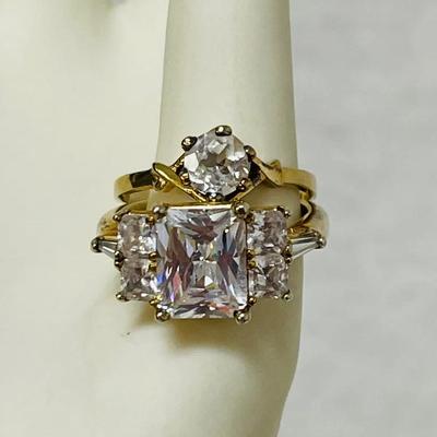 Sterling Silver Gold-tone CZ Rings 
