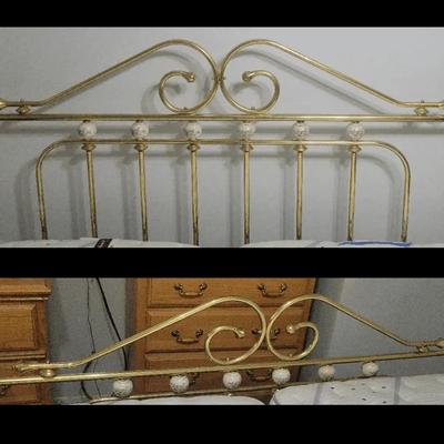 Brass California King Bed Frame | Porcelain Finials & Accents