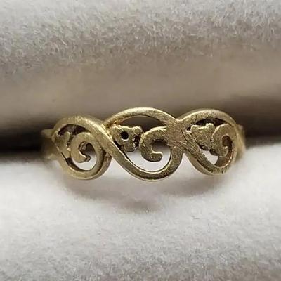 10K Yellow Gold Scroll Infinity Design Ring | 1.0g
