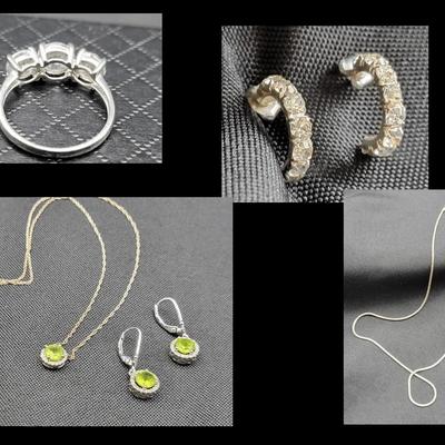 Silver Jewelry Lot | 925 Sterling Stamped Rings, Earrings & Necklaces | 13.73g Total Weight