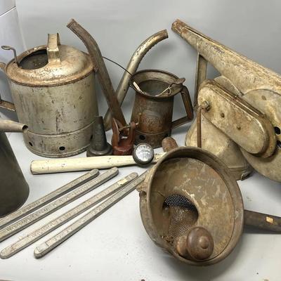 Oil Cans, Sifters, Tire Repair, And Other Antique Farm Things