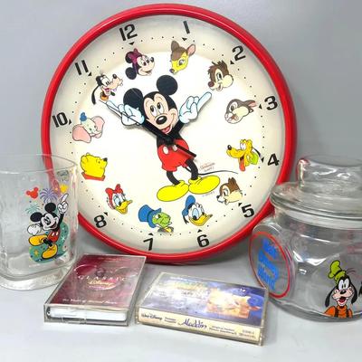 Walt Disney Memorabilia  Wall Clock, Candy Dish Etc