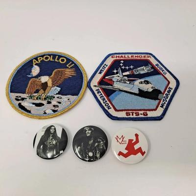 Collectible Button Pins and NASA Patches
