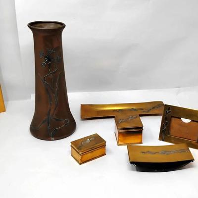 Sterling On Bronze Heintz Vase & Other Items 