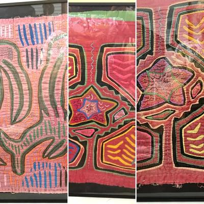 3 Vintage Mola Pieces From Panama