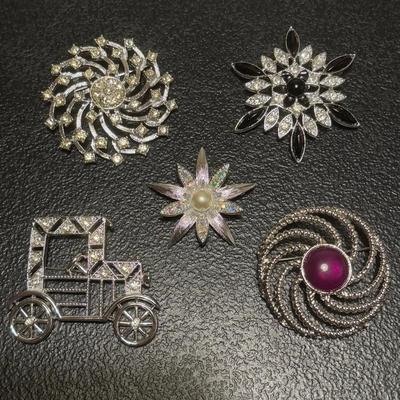 Vintage Silver Tone Emmons Brooches