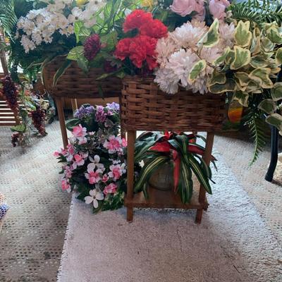 Wicker Plant Stand & Greenery 