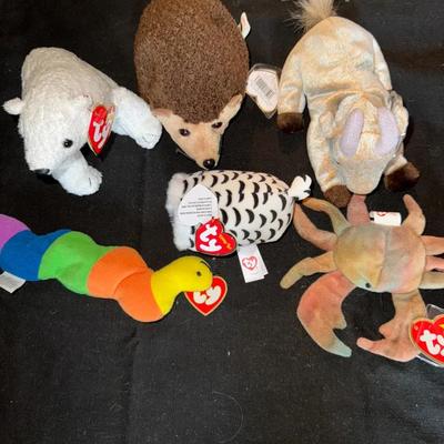 Six Beanie Babies