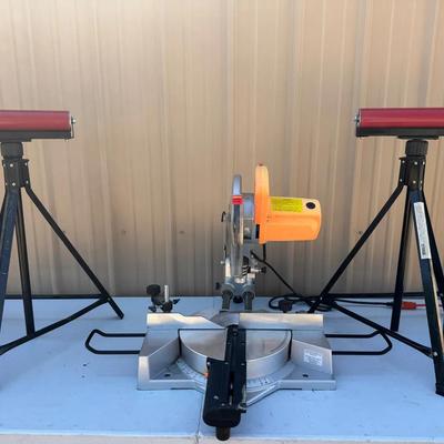 Chicago | 10” Compound Slide Miter Saw | Model 90891 | Harbor Freight | Adjustable Roller Stand 