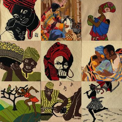 Nine Framed Beautifully Hand-Stitched Needlework Panels
