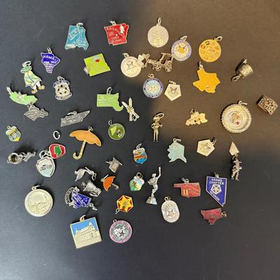 Vintage Enamel & Sterling Silver Travel and Fraternal Charm Lot – 40+ Pieces