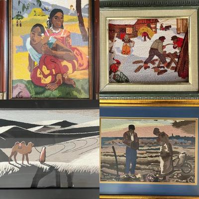 Four Punch Needle Embroidery Framed Art