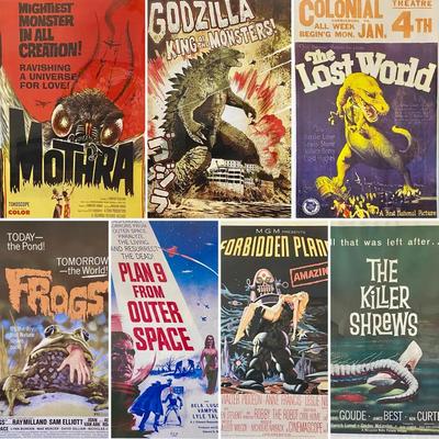 7 Framed Sci-Fi & Horror Reproduction Movie Posters (24”x36”)