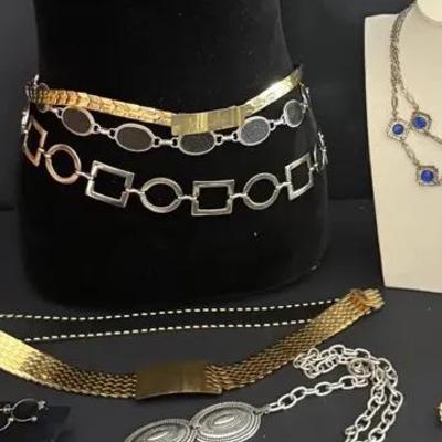  Sterling Silver & 14K Gold Chains, Vintage Necklaces, Earrings & Broo