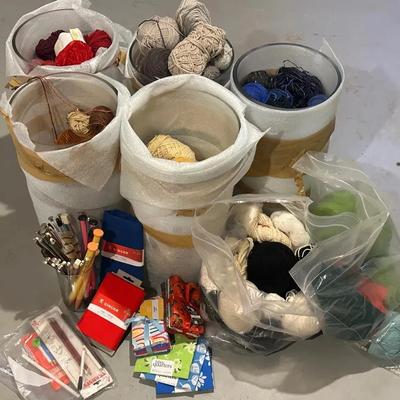 Large Collection of Yarn, Sewing Supplies & Craft Tools