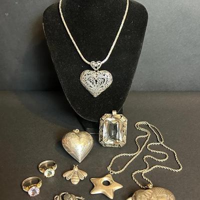 Sterling Silver Jewelry Lot – Pendants, Rings & Charms