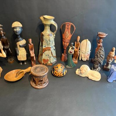 Collection of African & Global Handcrafted Figurines, Masks & Decor