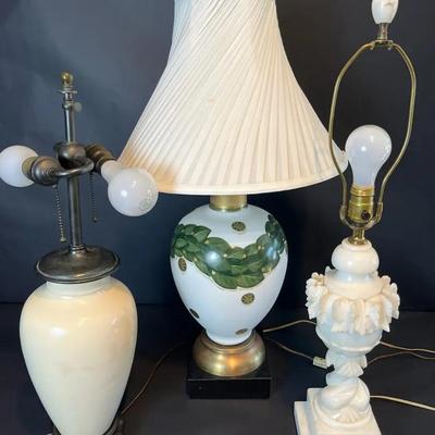 Vintage Lamp Trio – Ceramic, Porcelain & Alabaster Decorative Table Lamps