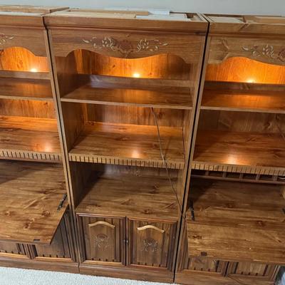 Three Piece Library Entertainment Bookshelves