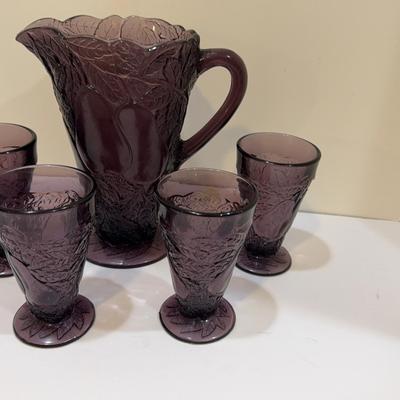 Vintage Purple Tiara Exclusive Pitcher And Goblet Set