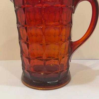 Vintage Sunset Amberina Red Tiara Indiana Glass Pitcher