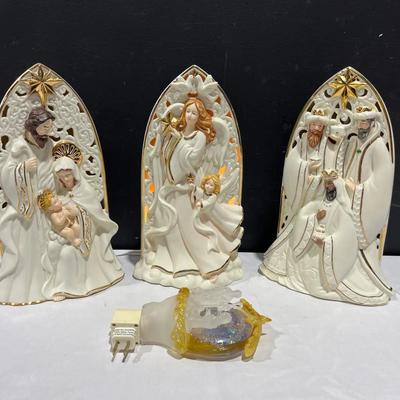 Vintage Lighted Ceramic Nativity Scene