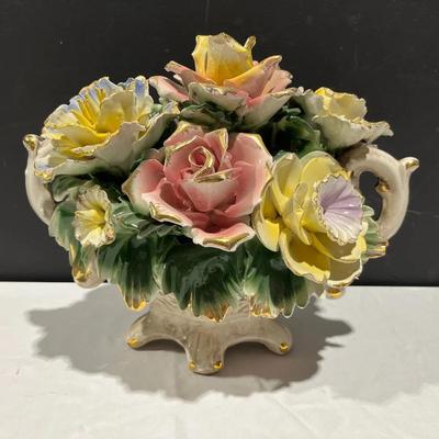 Vintage Capodimonte Flowers Centerpiece Heavy