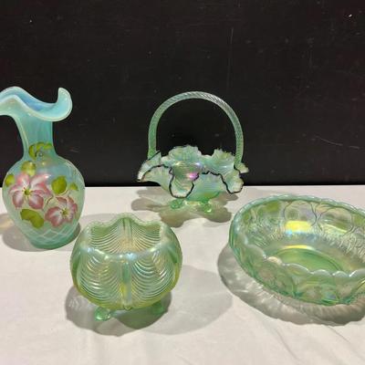 Fenton Willow Green Opalescent Glass Art